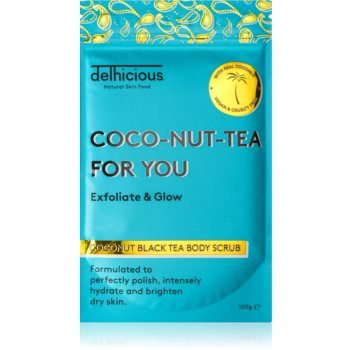 delhicious COCO-NUT-TEA FOR YOU COCONUT BLACK TEA exfoliant de corp hidratant pentru piele uscata si sensibila