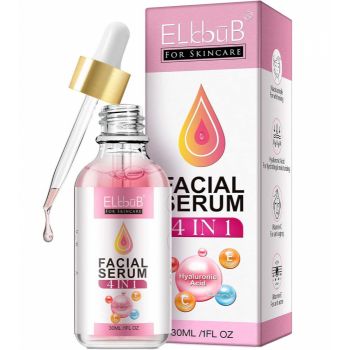 Ser Facial 4 in 1,  Anti-acnee, Anti-roseata, Anti-sebum cu Niacinamida, Acid Hialuronic, Vitamina C  E, Elbbub, 30 ml
