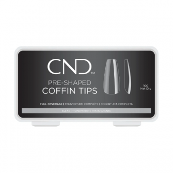 Set unghii false CND Pre Shaped Tips Coffin Balerina 100buc