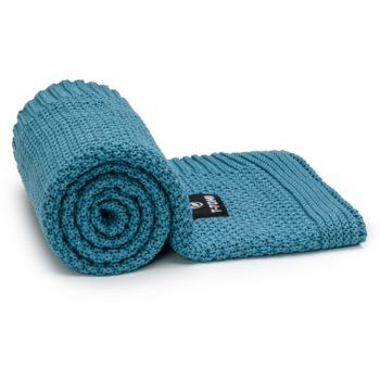 T-TOMI Knitted Blanket Petrol blue pled împletit de firma original