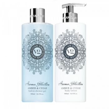 Set cadou Vivian Gray Aroma Selection Amber & Cedar, Unisex, Gel de dus, 500 ml + Lotiune de corp, 500 ml de firma original