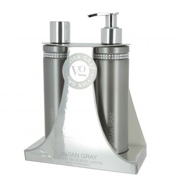 Set cadou Vivian Gray Crystals Gray, Unisex, Gel de dus, 250 ml + Lotiune de corp, 250 ml de firma original