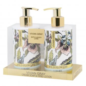 Set cadou Wild Flowers Vivian Gray, Femei, Sapun lichid, 250 ml + Crema de maini, 250 ml ieftin