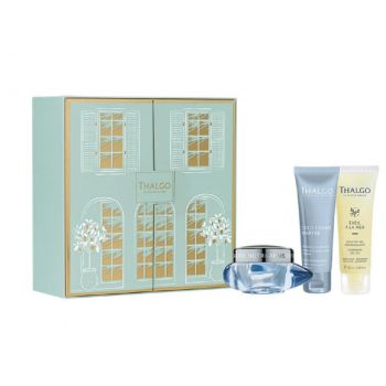 Set pentru ten uscat si sensibil, Thalgo Cold Cream Marine Nourishing, Crema 50 ml, Masca efect calmant 50 ml, Gel de curatare pentru fata 50 ml de firma original