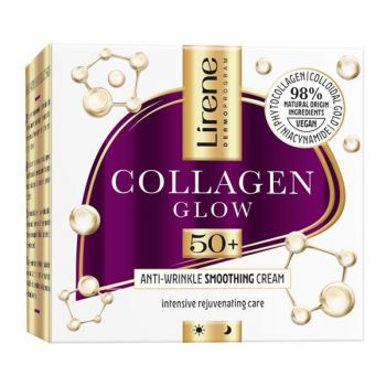 Crema anti-rid efect netezitor 50+, Collagene si Retinol Lirene Collagene Glow, 50ml