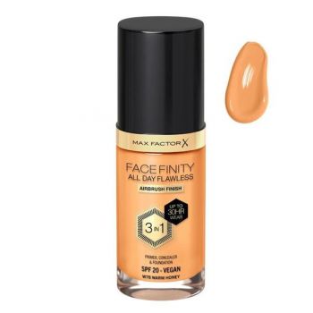 Fond de Ten 3 in 1 - Max Factor Facefinity All Day Flawless Airbrush Finish 3 in1 SPF 20 Vegan, nuanta W78 Warm Honey, 30 ml