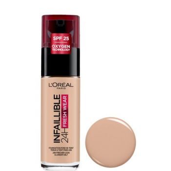 Fond de Ten Rezistent la Transfer - L'Oreal Paris Infaillible 24H Fresh Wear, nuanta 110 Rose Vanilla, 30 ml