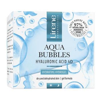 Hidro-gel facial hidratant cu acid hialuronic Lirene Aqua Bubbles, 50 ml ieftin