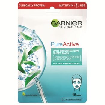 Masca servetel anti-imperfectiuni Pure Active Skin Naturals, Garnier, 23 g