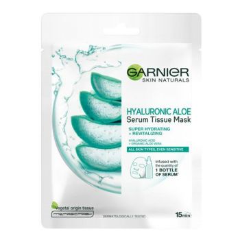 Masca servetel cu aloe vera si acid hialuronic Hyaluronic Aloe Skin Naturals, Garnier, 28 g