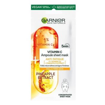 Masca servetel cu ananas si vitamina C Ampoule Anti-Fatigue Skin Naturals, Garnier, 15 g