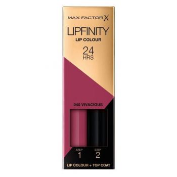 Ruj de Buze Lichid - Max Factor Lipfinity, Lip Colour + Top Coat, nuanta 040 Vivacious, 1 pachet