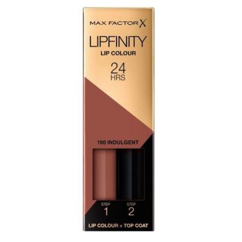 Ruj de Buze Lichid - Max Factor Lipfinity, Lip Colour + Top Coat, nuanta 190 Indulgent, 1 pachet