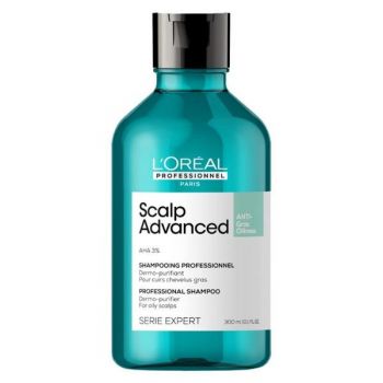 Sampon Profesional pentru Par Gras - L'Oreal Professionnel Serie Expert Scalp Advanced Professional Shampoo Dermo-purifier for Oily Scalps, 300 ml la reducere