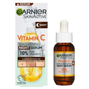 Serum de noapte Skin Naturals cu Vitamina C pura, Garnier, 30 ml