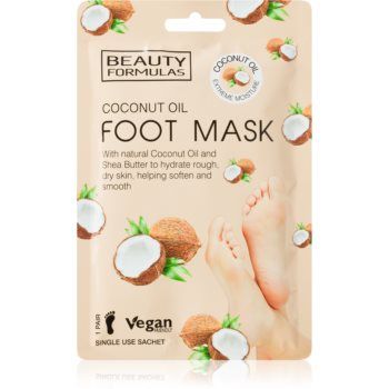 Beauty Formulas Coconut Oil masca hranitoare pentru picioare