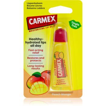 Carmex Peach Mango balsam de buze într-un tub ieftin