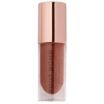 Luciu de Buze - Makeup Revolution Pout Bomb Plumping Gloss, nuanta Cookie Deep Nude, 1 buc