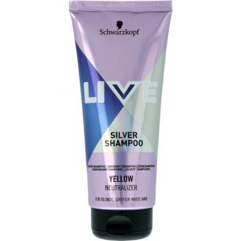 Sampon Nuantator Argintiu - Schwarzkopf Live Silver Shampoo Yellow Neutralizer for Blonde, Gray or White Hair, 200 ml de firma original