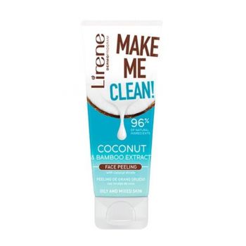 Scrub Facial - Lirene Dermo Program Make Me Clean! Coconut & Bamboo Extract Face Peeling, 75 ml ieftin
