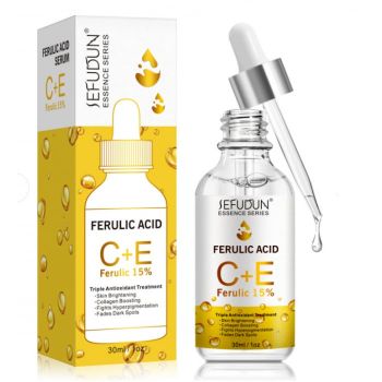 Ser Facial cu Acid Ferulic, Vitamina C + E pentru Pete Pigmentare, Efect Anti-Imbatranire SEFUDUN, 30 ml la reducere
