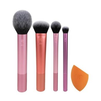 Set 4 Pensule +1 Burete pentru Machiaj - Real Techniques Everyday Essentials Brush, 1 set la reducere