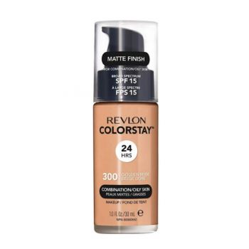 Fond de Ten cu SPF15 pentru Tenul Mixt si Gras - Revlon Colorstay  24hrs, nuanta 300 Golden Beige, 30ml