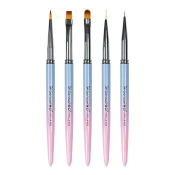 Set 5 Pensule Manichiura Nail Art & Constructie Unghii SensoPRO Milano, Pink & Blue Set 5 Pensule Manichiura Nail Art & Constructie Unghii SensoPRO Milano, Pink & Blue