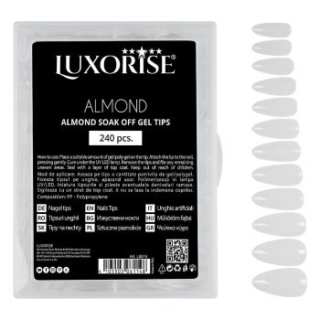 Tipsuri Unghii Dizolvabile Migdala Soak Off - Almond Full Nail, 240 buc