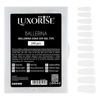 Tipsuri Unghii Dizolvabile Soak Off - Ballerina Full Nail, 240 buc