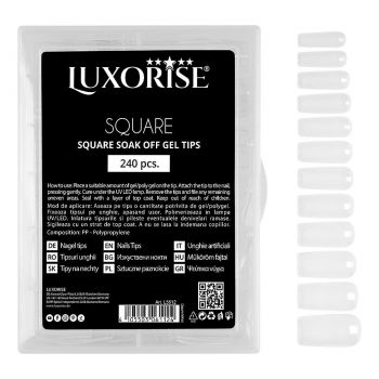 Tipsuri Unghii Dizolvabile Soak Off - Square Full Nail, 240 buc