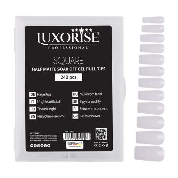 Tipsuri Unghii Dizolvabile Square Soak Off - Half Matte Full Nail, 240 buc