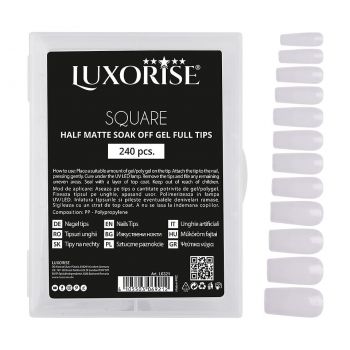 Tipsuri Unghii Dizolvabile Square Soak Off - Half Matte Full Nail, 240 buc