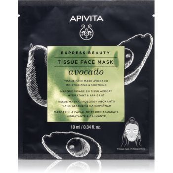 Apivita Express Beauty Moisturizing Tissue Face Mask Avocado mască textilă hidratantă pentru netezirea pielii