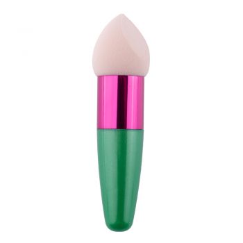 Burete makeup cu maner, pentru fondul de ten - beige + green