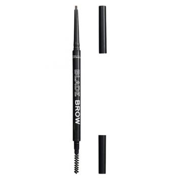 Creion pentru Sprancene cu Periuta - Makeup Revolution Relove Blade Brow Pencil, nuanta Dark Brown, 0,1 g ieftin