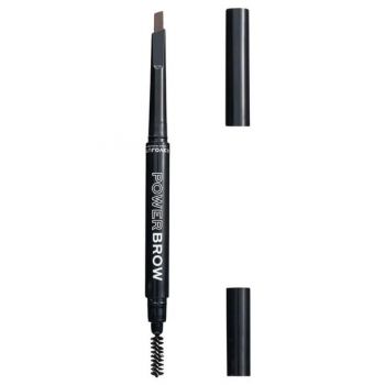 Creion pentru Sprancene cu Periuta - Makeup Revolution Relove Power Brow Pencil, nuanta Dark Brown, 0,3 g ieftin