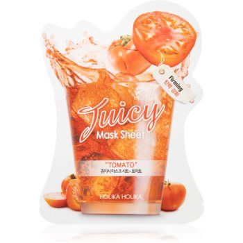 Holika Holika Juicy Mask Sheet Tomato mască textilă pentru contururile faciale, cu efect de fermitate