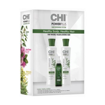 Set cadou pentru par si scalp - Chi Powerplus Starter Kit: Sampon 355ml + Balsam 355ml + Tratament 104ml