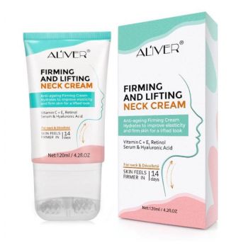 Crema Antirid Pentru Tonifierea, Ridicarea Pielii Gatului cu Vitamina C si E, Retinol si Acid Hialuronic Aliver, 120 ml de firma originala