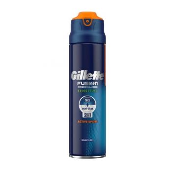 Gel de Ras pentru Piele Sensibila - Gillette Fusion Proglide 2in1 Sensitive, 200 ml de firma original