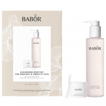 Set demachiere Babor Hyaluronic Cleansing Balm & Rose Toner pentru ten uscat 15ml+200ml