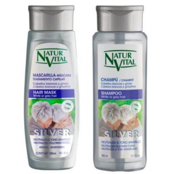 Set pentru par Grizonat sau Blond Sampon 300 ml + Masca 300 ml NaturVital