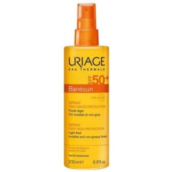 Spray de protectie solara pentru fata si corp cu Spf 50+ Bariesun, Uriage, 200 ml ieftina