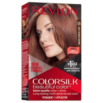 Vopsea de Par Revlon - Colorsilk, nuanta 55 Light Reddish Brown, 1 buc la reducere