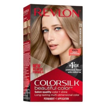 Vopsea de Par Revlon - Colorsilk, nuanta 70 Medium Ash Blonde, 1 buc la reducere