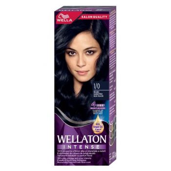 Vopsea Permanenta cu Ulei de Argan - Wella Wellaton Intense, nuanta 1/0 Negru Albastrui, 110 ml la reducere