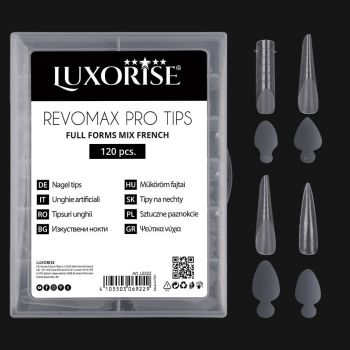 Tipsuri Reutilizabile REVOMAX PRO TIPS LUXORISE Mix French - Full Forms, 96 Tips & 48 French Stickers Tipsuri Reutilizabile REVOMAX PRO TIPS LUXORISE Mix French - Full Forms, 96 Tips & 48 French Stickers
