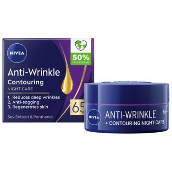 Crema Antirid de Noapte pentru Redefinirea Fetei 65+ - Nivea Anti-Wrinkle + Contouring Night Care, 50 ml de firma originala
