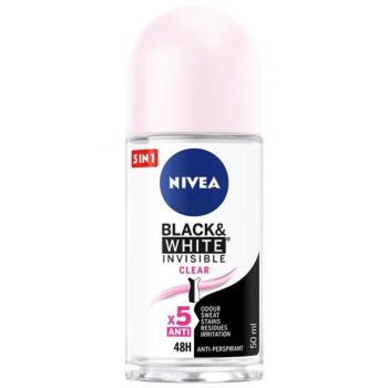 Deodorant Roll-On - Nivea Black&White Invisible Clear, 50 ml